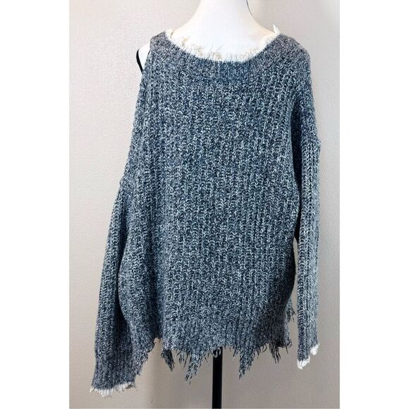 Wildfox Echo Distressed Cold-Shoulder Sweater Women's Small - Picture 7 of 13
